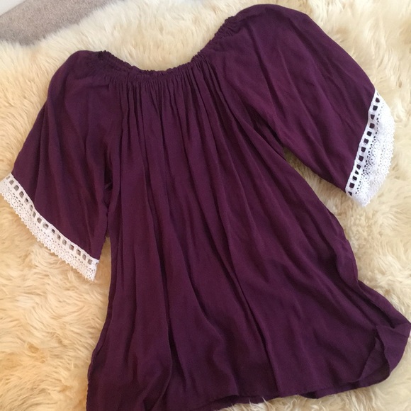 Maroon Off Shoulder Dress - Picture 1 of 2